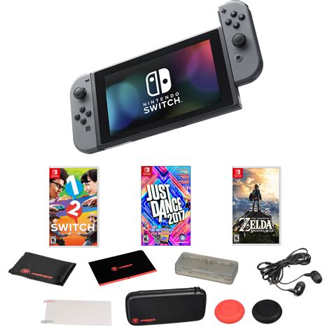 Nintendo Switch with Three Games & Accessories Kit (Gray