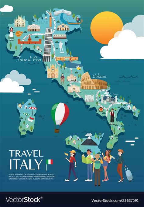 Map of italy attractions and Royalty Free Vector Image , #Aff, # ...