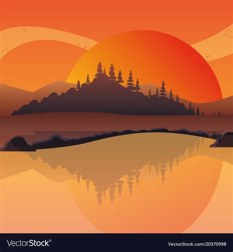 Sunset landscape design Royalty Free Vector Image