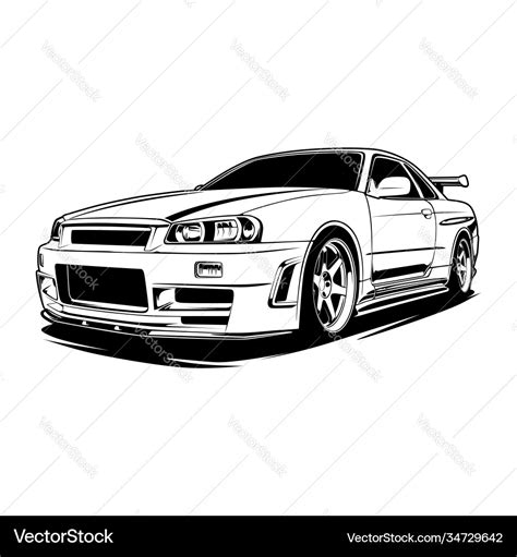 Black and white car Royalty Free Vector Image - VectorStock