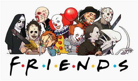 Friends T Shirt With Horror Movie Characters, HD Png Download - kindpng