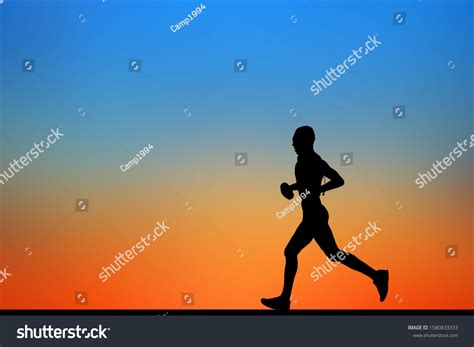 Silhouette Man Running On Sunset Stock Illustration 1580833333 | Shutterstock