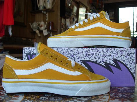 theothersideofthepillow: vintage VANS style #36 OLD SKOOL mustard suede canvas MADE IN USA 1990s ...