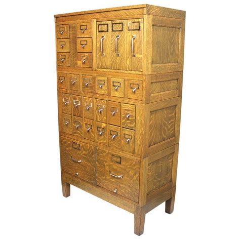 Vintage 1940s Globe Wernicke Tiger Oak and Brass Post Office File Cabinet