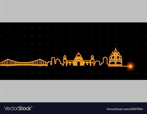 Kolkata light streak skyline Royalty Free Vector Image