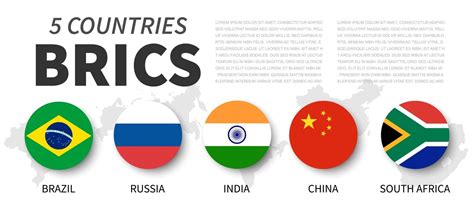 BRICS . Association of 5 countries . Flat simple circle flag design . White isolated background ...