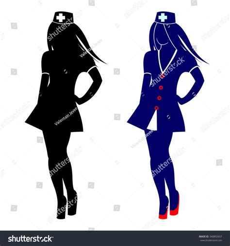 Vector Illustration Nurse Black Silhouette Detailed Stock Vector (Royalty Free) 340802657 ...