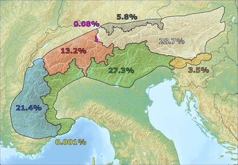 Share of alps by country : r/MapPorn