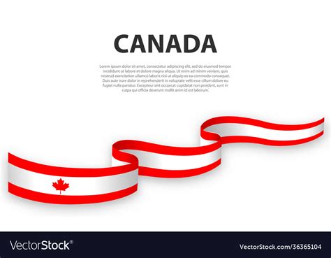 Waving ribbon or banner with flag canada Vector Image