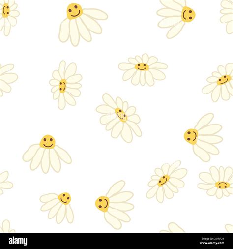 Groovy daisy retro seamless pattern. 70s vibe hippie ornament. Floral ...