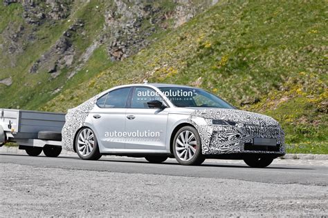 2023 Skoda Octavia Facelift Spied for the First Time, It Was Towing Its Heart Out - autoevolution