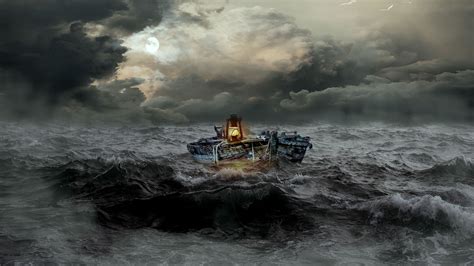 Boat Storm Sea Waves Overcast 4K HD Wallpapers | HD Wallpapers | ID #31264