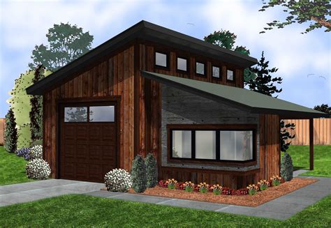 Plan 62574DJ: Modern 2-Car Garage with Shop and Covered Patio | Modern garage, Garage design ...