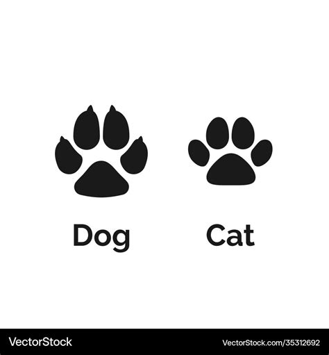 Cat and dog black paw print pets silhouette Vector Image