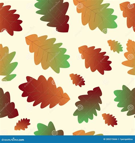 Vector Autumn Seamless Pattern Oak Leaves - Autumn Colors. Oak Leaf of Different Fall Colors ...