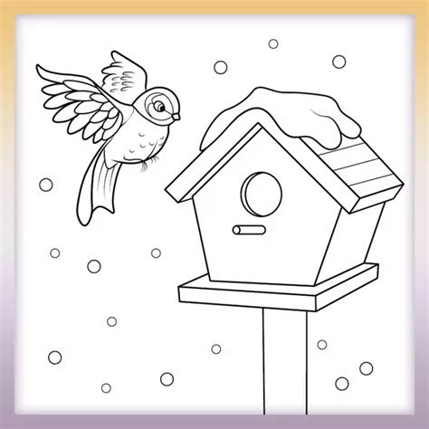 Birdhouse and bird – Coloringbook.pics