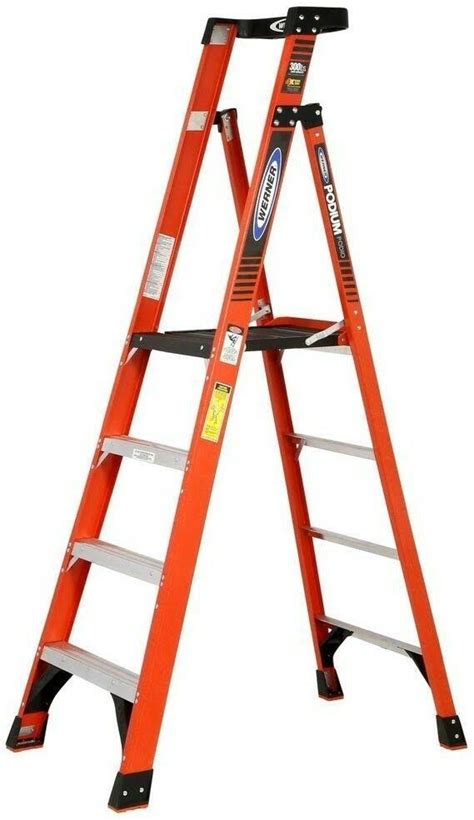 Werner Podium Step Ladder 10 ft. Fiberglass Folding 300 lbs. Type iA Duty rating - Frgino