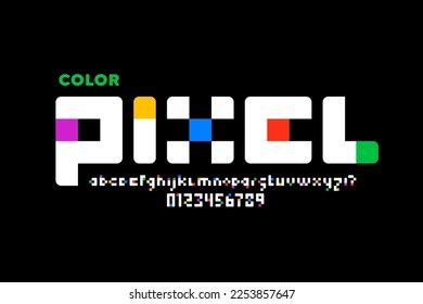 Color Pixel Font Alphabet Letters Numbers Stock Vector (Royalty Free ...