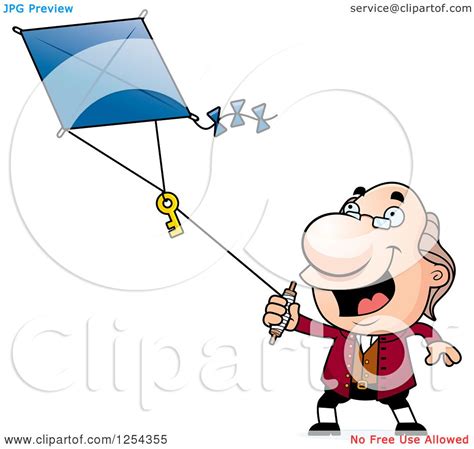 Clipart of Benjamin Franklin Flying a Kite - Royalty Free Vector Illustration by Cory Thoman ...