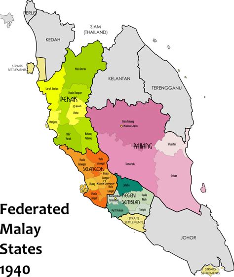 Map of the Federated Malay States, 1940 - Openclipart