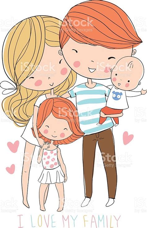 Happy family. Father, mother, baby. | Family drawing, Family sketch, Cute love cartoons