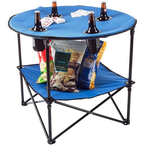 Round Folding Table - 24" Portable Picnic Beach Table W/ Bag - Tanga