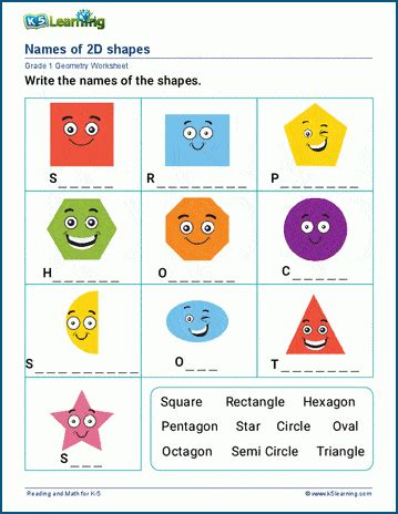 Names of Shapes Worksheets | K5 Learning