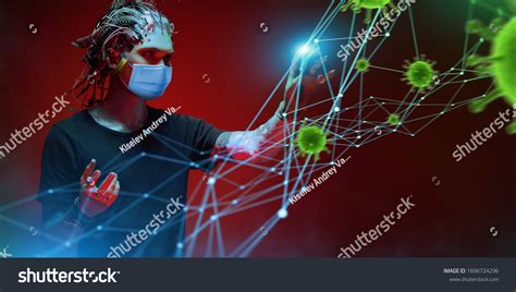 Portrait Cyborg Wearing Mask Looking Over Stock Photo 1696724296 ...