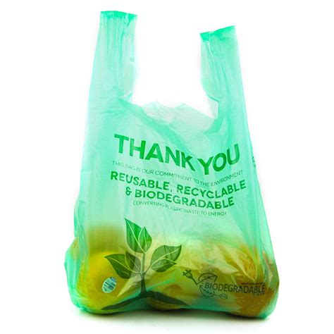 [100 Packs] 1/6 Size Biodegradable Reusable Plastic T-Shirt Bag Eco Friendly Compostable Grocery ...