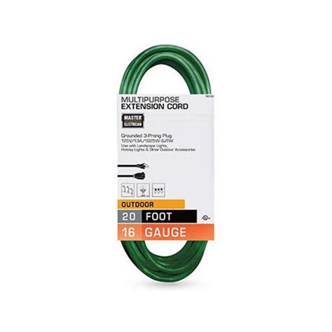 Departments - 20' Green Outdoor Extension Cord