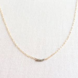 Raw Diamond Necklace, Rough Diamond Necklace, Tiny Diamond Necklace, Diamond Necklace, Tiny Gold ...