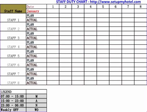 Free Duty Roster Template Excel - Printable Templates