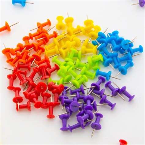 Assorted Color Push Pins (100/Pack) - Crown Office Supplies