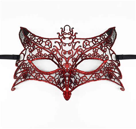 Victorian Fashion Half Face Masks Red Color Lace Masks Fancy Masquerade Party Women Face Mask ...