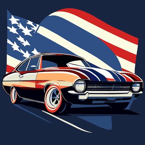 Premium Vector | Patriotic classic car usa flag colors vector