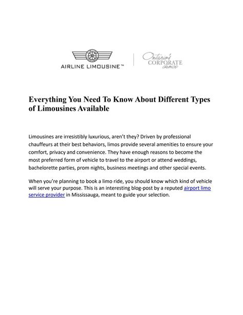 8 Different Types of Limousines by Airline Limousine - Issuu