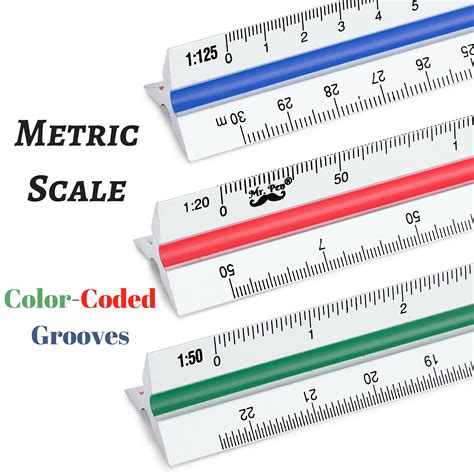 Mr. Pen- Metric Engineer Scale Ruler, Ruler, 12" Aluminum Scale Ruler, Triangular Scale, Scale ...