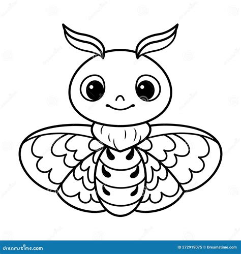 Cute Moth Coloring Page Cartoon Vector Illustration | CartoonDealer.com #272919075