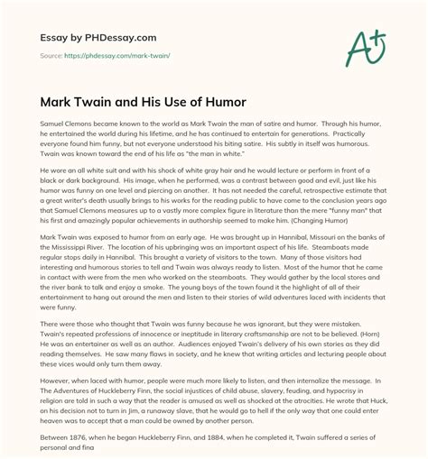 Mark Twain and His Use of Humor - PHDessay.com