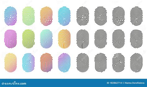 Fingerprint Icons, Finger Prints in Color Pattern Stock Vector - Illustration of icon, black ...