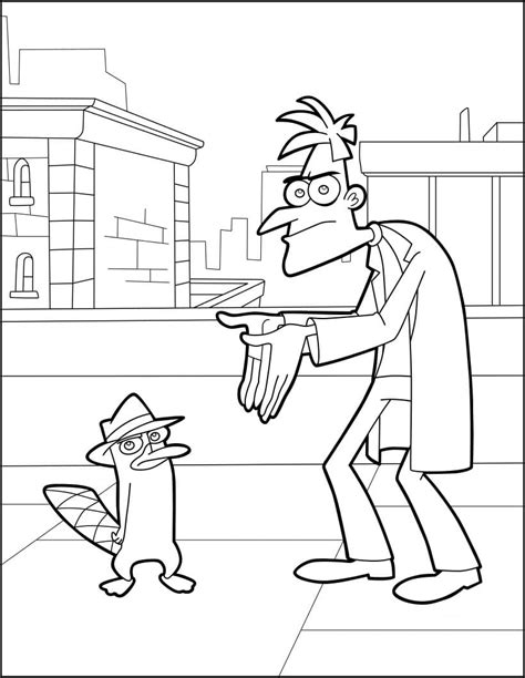 Perry and Dr. Heinz Doofenshmirtz coloring page - Download, Print or Color Online for Free