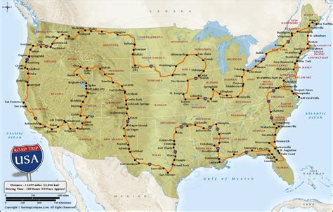 US Road Trip Map, Perfect USA Road Trip Planner, United States Road Trip Map