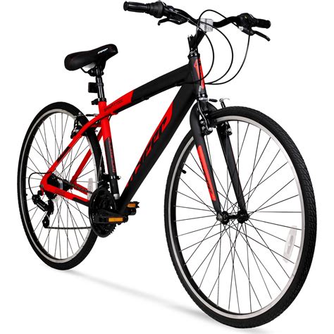 Hyper Bicycle 700c Men's Spin fit Hybrid Bike, Black and Red - Walmart.com