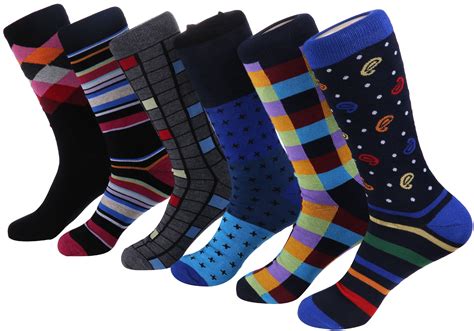 Mio Marino - Marino Mens Dress Socks - Fun Colorful Socks for Men - Cotton Funky Socks - 6 Pack ...