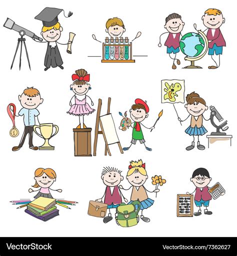 Kids hobbies doodle drawings Royalty Free Vector Image