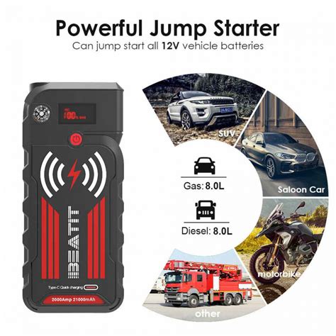 Portable Car Jump Starter with Wireless Charger - Viral Gads