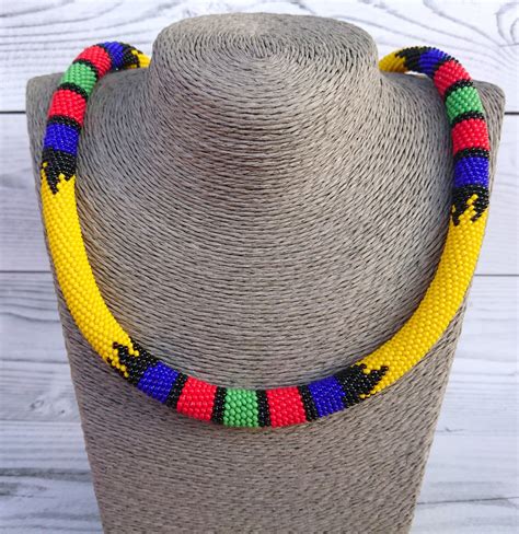 African Style Beaded Necklace Yellow Seed Bead Necklace Zulu | Etsy