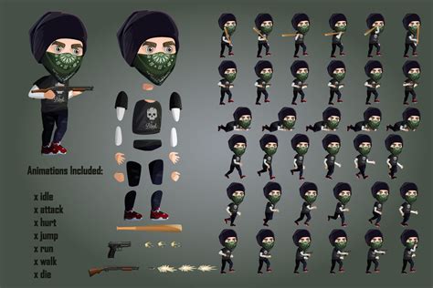 2D Game Street Bandits Character Sprites Sheets - CraftPix.net