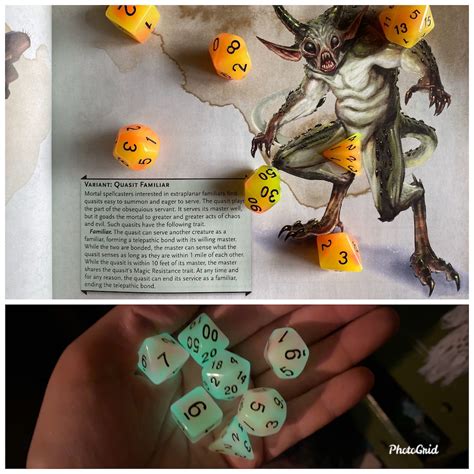 Glow in the Dark Dnd Dice Set quasit for Dungeons and Dragons, D&D Polyhedral Dice Set for ...