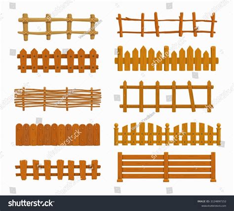 Cartoon Wooden Fence Vector Set Garden Stock Vector (Royalty Free) 2124897152 | Shutterstock